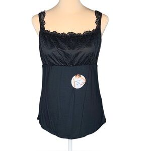 Felina Babydoll Wide Lace Cami XL Hidden Shaper Liner Camisole Feminine NWOT